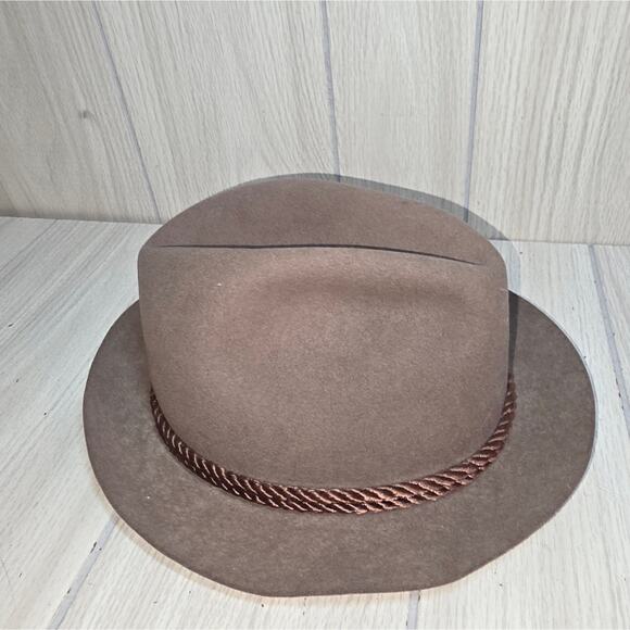 Vtg Wool Brown/Gray Fedora Hat 7 1/8 USA Made Pedigree Fifth Ave New York - Picture 8 of 12